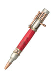 Steampunk Bolt Action Click Pen - Antique Pewter & Antique Copper - Red Acrylic