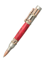 Steampunk Bolt Action Click Pen - Antique Pewter & Antique Copper - Red Acrylic